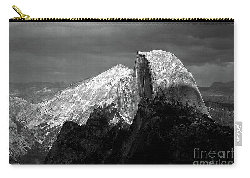 Yosemite Carry-all Pouch featuring the photograph Half Dome Yosemite Award Winner BW by Chuck Kuhn