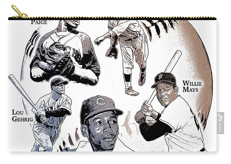 Baseball Zip Pouch featuring the digital art Hall of Famers by Greg Joens