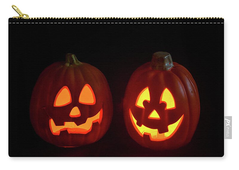 Halloween Zip Pouch featuring the photograph Halloween Pumpkins by Cathy Kovarik