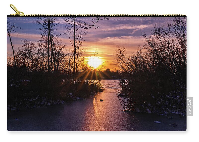 Halls Lake Zip Pouch featuring the photograph Halls Lake Sunset by Nathan Wasylewski