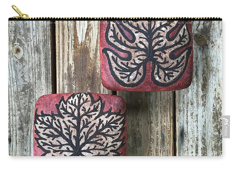 Bread Zip Pouch featuring the photograph Hand Painted Red Autumn Leaf Sourdough Quartet 3 by Amy E Fraser
