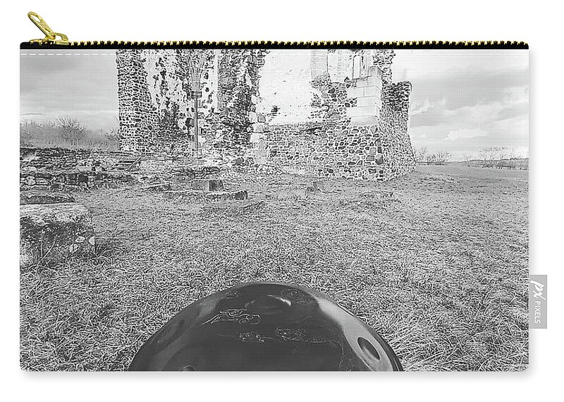 Ruin Zip Pouch featuring the photograph Handpan at ruins by Alexa Szlavics