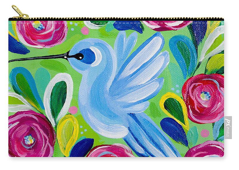 Hummingbird Zip Pouch featuring the painting Hanging Around by Beth Ann Scott