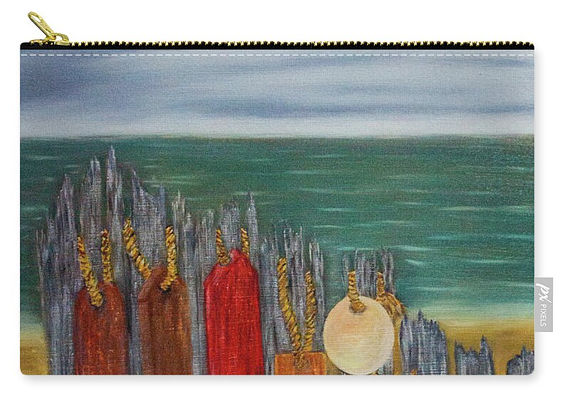 Beach Carry-all Pouch featuring the painting Hanging Around by Randy Sylvia