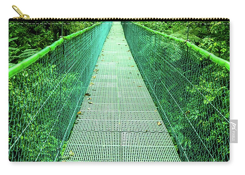 Hanging Bridge Zip Pouch featuring the photograph Hanging Bridge in Cloud Forest in Monte Verde Costa Rica by Leslie Struxness