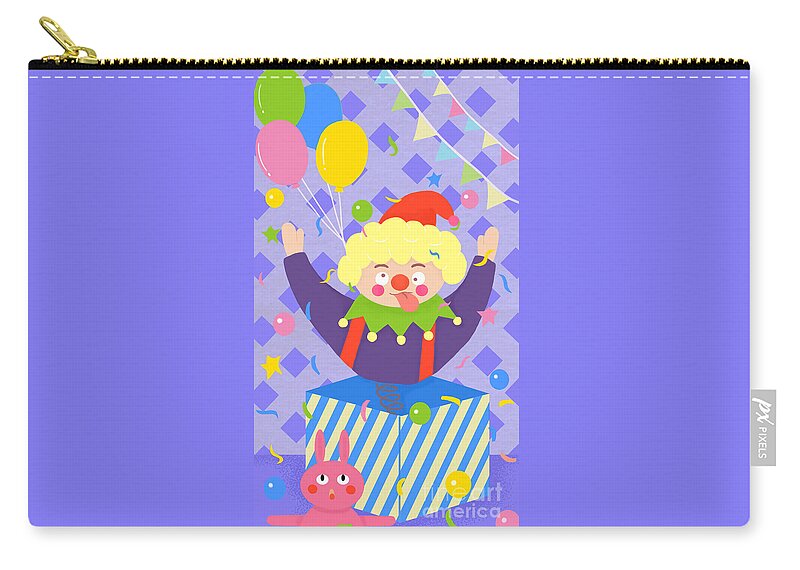 Scene Zip Pouch featuring the drawing Happy April Fools' Day by Min Fen Zhu