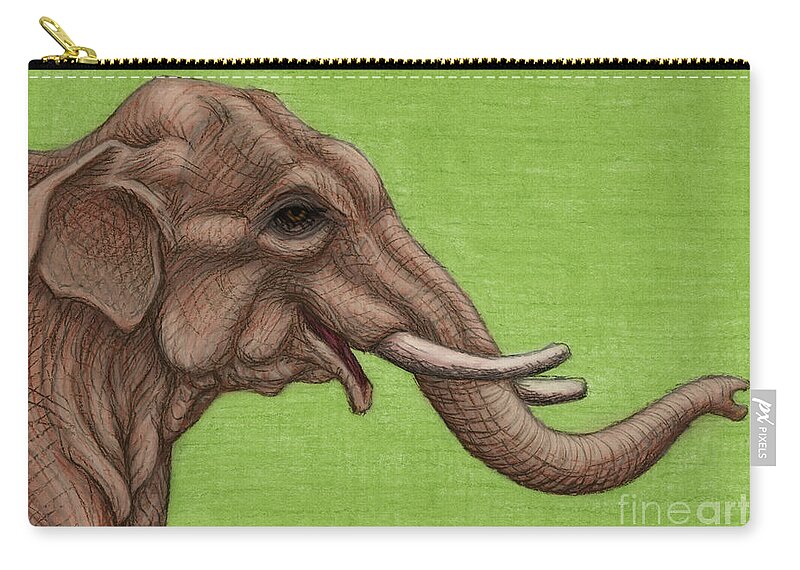 Asian Elephant Zip Pouch featuring the painting Happy Asian Elephant by Amy E Fraser