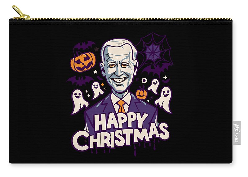 Christmas 2023 Zip Pouch featuring the digital art Happy Christmas Joe Biden Funny Halloween by Flippin Sweet Gear