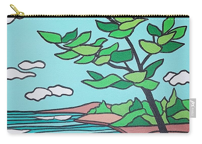Landscape Zip Pouch featuring the painting Happy Days by Petra Burgmann