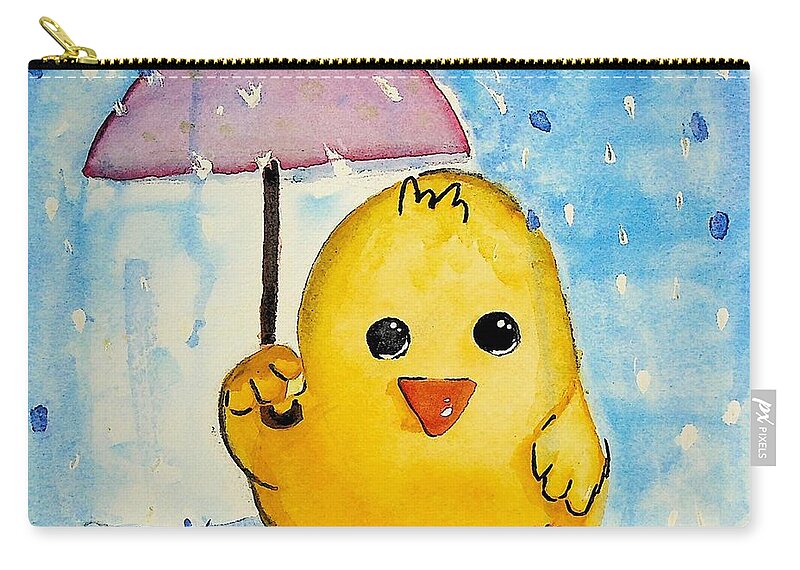 Happy Zip Pouch featuring the painting Happy Duckie Spring by Valerie Shaffer