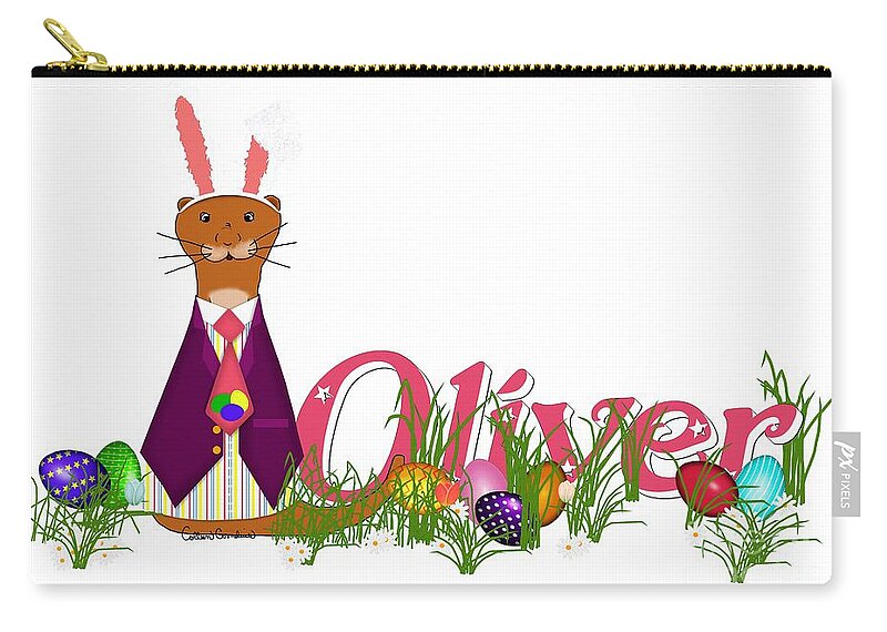 Oliver The Otter Zip Pouch featuring the photograph Happy Easter Oliver the Otter by Colleen Cornelius