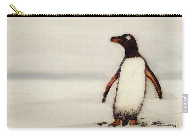 Penguin Zip Pouch featuring the painting Happy Feet by Shelley Myers