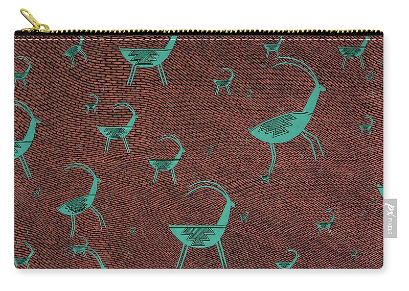 Pointillism Zip Pouch featuring the painting Happy Goats by Doug Miller