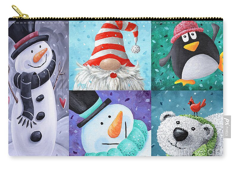 Puzzle Zip Pouch featuring the painting Happy Holidays by Annie Troe