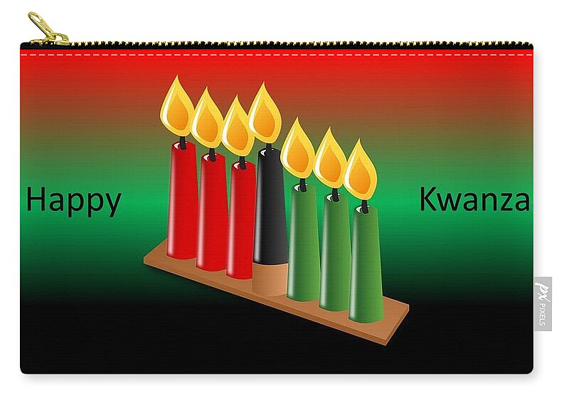 Kwanzaa Carry-all Pouch featuring the mixed media Happy Kwanzaa by Nancy Ayanna Wyatt