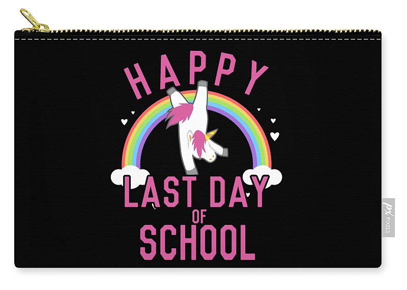Funny Zip Pouch featuring the digital art Happy Last Day of School Unicorn Dancing by Flippin Sweet Gear