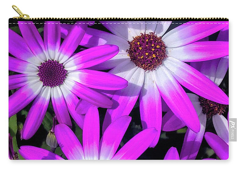Big Flowers Zip Pouch featuring the digital art Happy Purples by Cindy Greenstein