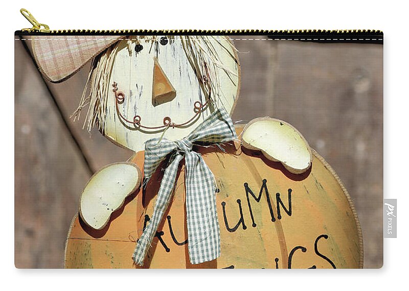 Autumn Zip Pouch featuring the photograph Happy Scarecrow by Vivian Krug Cotton
