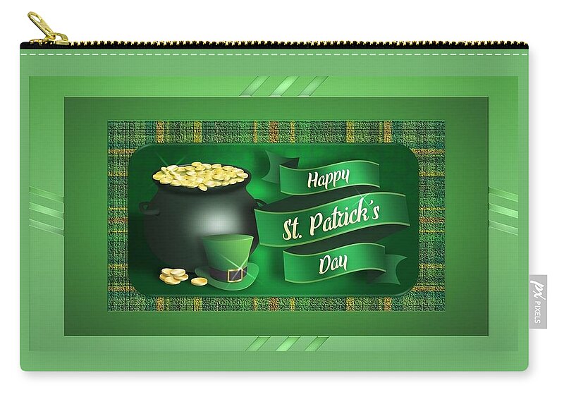 Happy Carry-all Pouch featuring the mixed media Happy St. Patrick's Day by Nancy Ayanna Wyatt