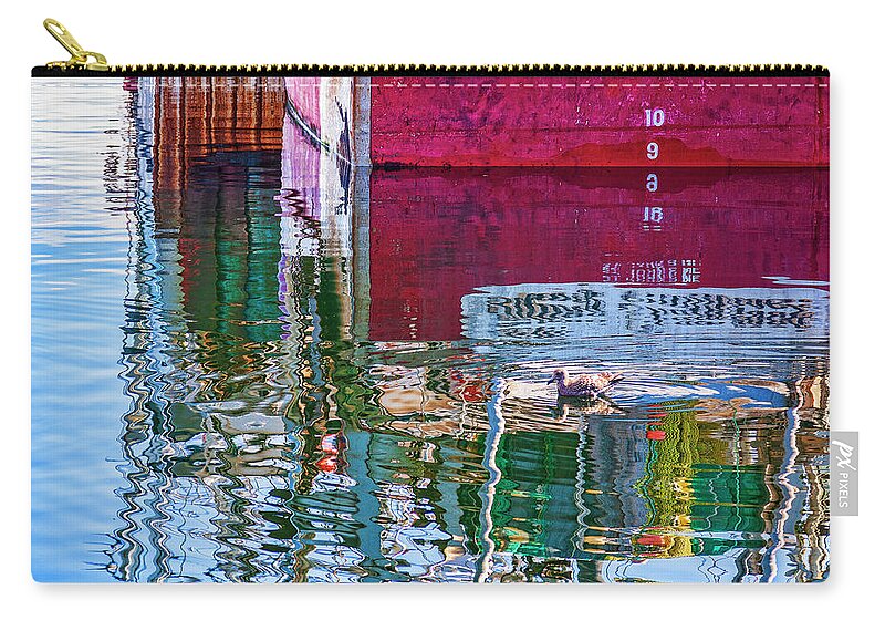 Water Reflections Carry-all Pouch featuring the photograph Happy water reflections by Tatiana Travelways