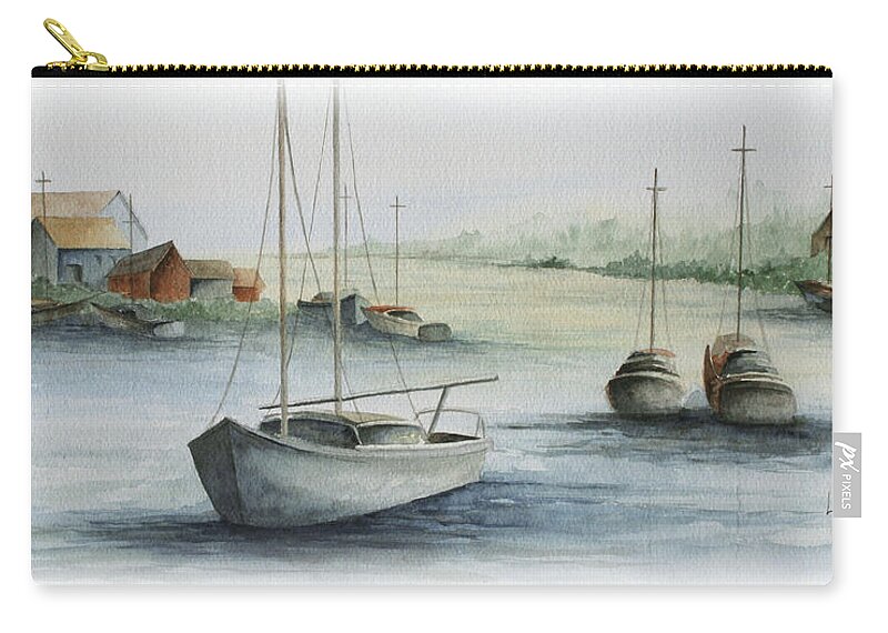 Harbor Zip Pouch featuring the painting Harbor by Lael Rutherford