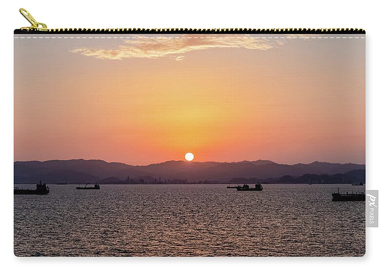 Sunset Zip Pouch featuring the photograph Harbor Sunset by William Dickman