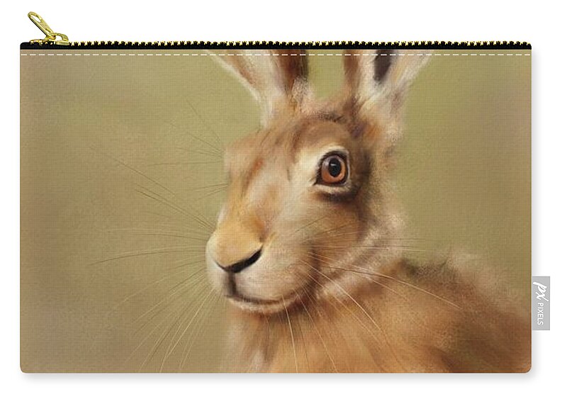 Paintings Zip Pouch featuring the painting Hare by Joe Gilronan