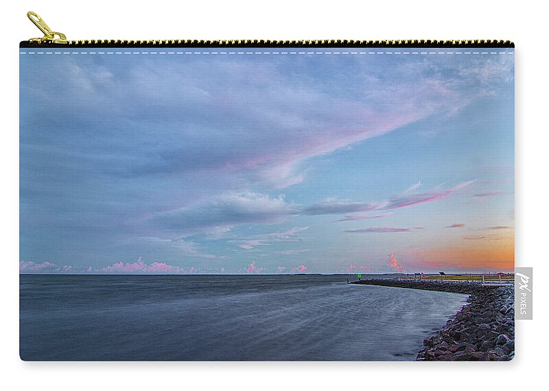 Sunset Zip Pouch featuring the photograph Harkes Island Sunset Over Core Sound by Bob Decker