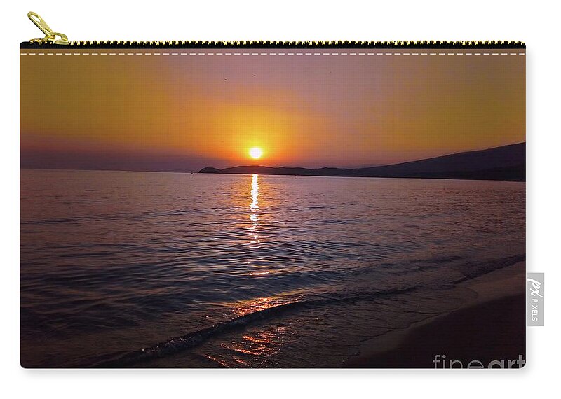 Harmony Zip Pouch featuring the photograph Harmony of Sunset on The Beach by Leonida Arte