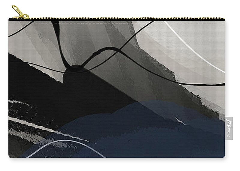 Black Modern Art Zip Pouch featuring the painting Harmony of the Neutral No. 6 - Black and Taupe Indigo Modern Minimalist Art by Lourry Legarde