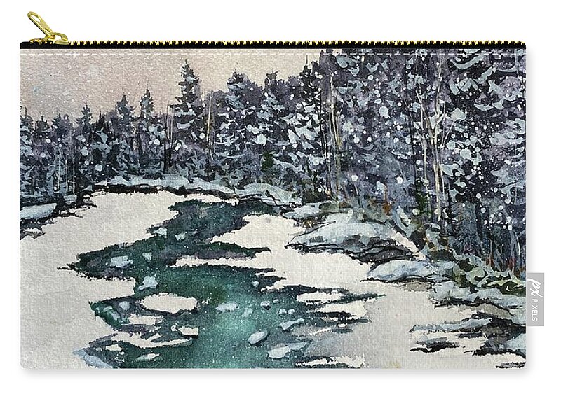 Landscape Zip Pouch featuring the painting Harpswell, Maine by Kellie Chasse