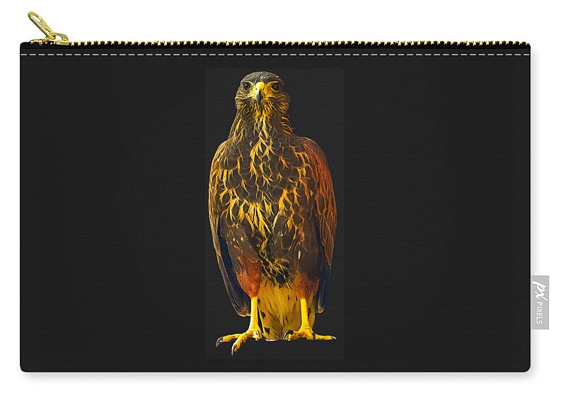 Harris Zip Pouch featuring the photograph Harris Hawk h2031 by Mark Myhaver