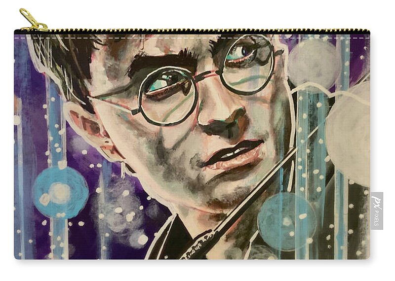 Harry Potter Zip Pouch featuring the painting Harry Potter by Joel Tesch