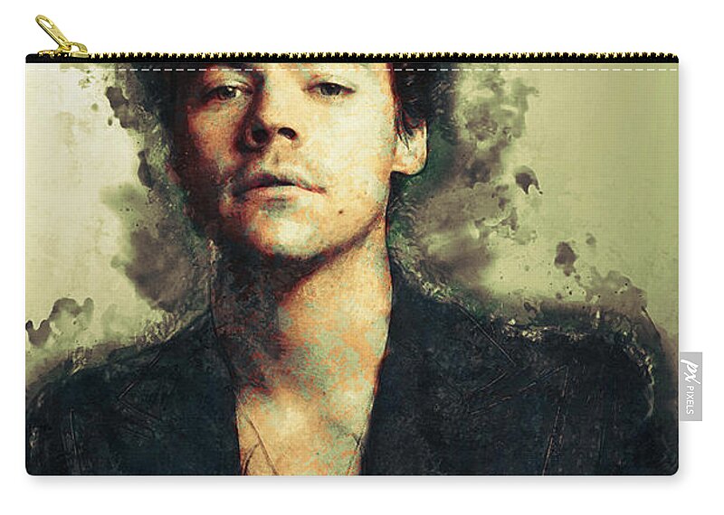 Harry Styles Zip Pouch featuring the digital art Harry Styles - Vintage, Victorian Style Painting 01 by Studio Grafiikka