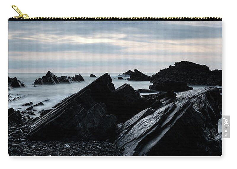 Coast Zip Pouch featuring the photograph Hartland Quay North Devon south west coast path blue hour by Sonny Ryse