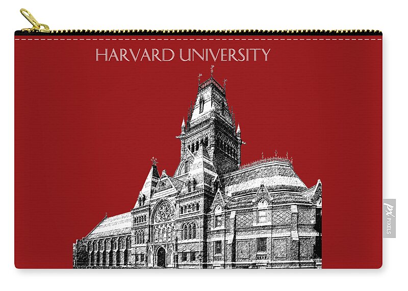 University Carry-all Pouch featuring the digital art Harvard University - Memorial Hall - Dark Red by DB Artist