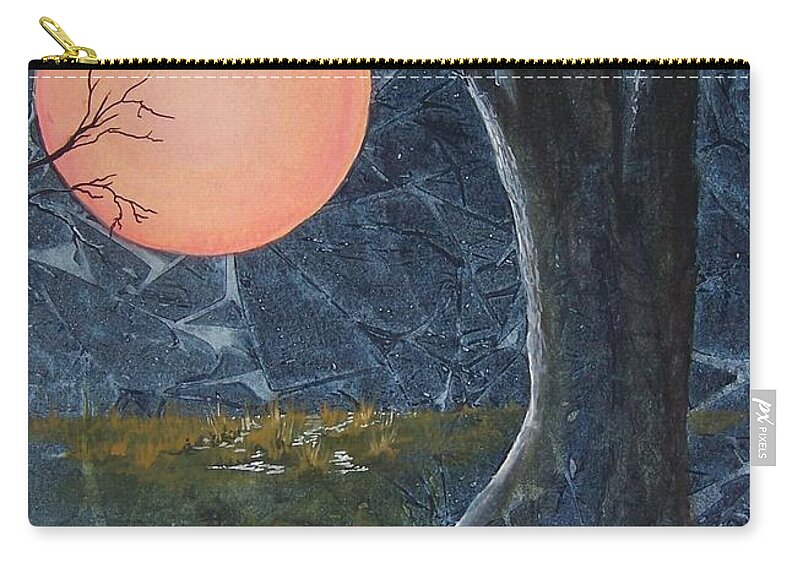 Moon Carry-all Pouch featuring the painting Harvest Moon - The Fields by Jackie Mueller-Jones