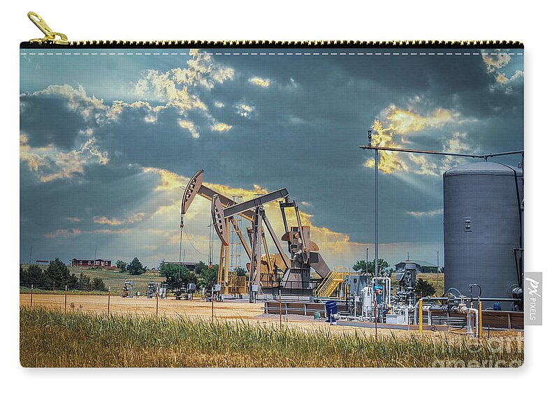 Tanks Zip Pouch featuring the photograph Harvesting Oil by Susan Vineyard