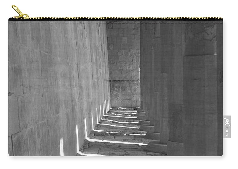 Architecture Zip Pouch featuring the mixed media Hatshepsut's Temple by Moira Law