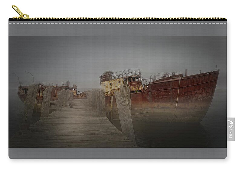 Maine Coast Carry-all Pouch featuring the photograph Haunting Abandoned Trawler by Ron Long Ltd Photography