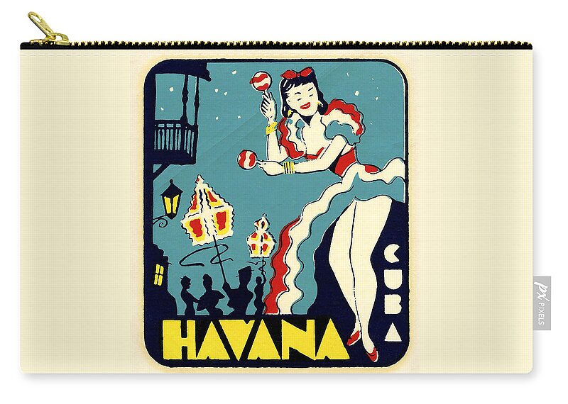 Cuba Zip Pouch featuring the drawing Havana Cuba Decal by Unknown