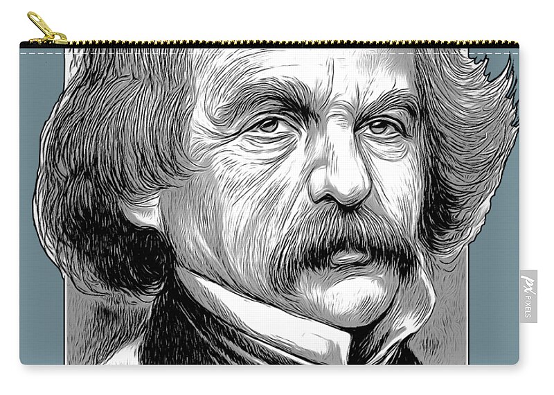 Nathaniel Hawthorne American Novelist Short Story Writer History Morality Religion Salem Massachusetts Ancestors Witch Trials Bowdoin College Zip Pouch featuring the drawing Hawthorne Ink by Greg Joens