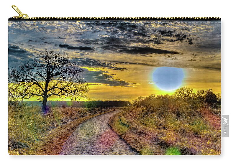 H.d.r. Hdr Sunrise Joliet Zip Pouch featuring the photograph H.D.R. Sunrise in Joliet, Illinois by David Morehead