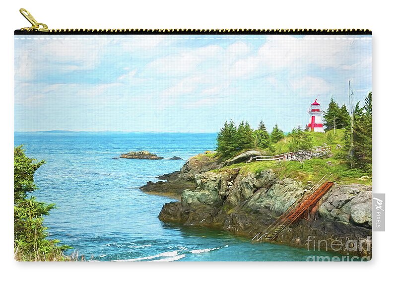 Head Harbour Light Zip Pouch featuring the photograph Head Harbour Lighthouse, Campobello Island, New Brunswick, Canada by Anita Pollak