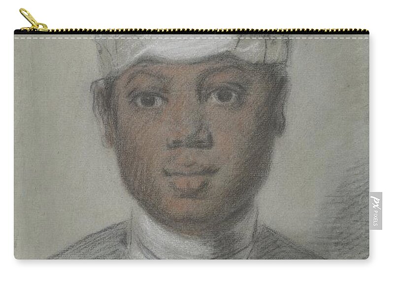 Head Of A Black Young Man In A Turban With Feathers Zip Pouch featuring the painting Head of a Black Young Man in a Turban with Feathers, Cornelis Troost, 1747 by Artistic Rifki