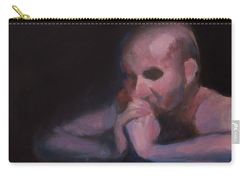 #portrait Zip Pouch featuring the painting Head Study 38 by Veronica Huacuja