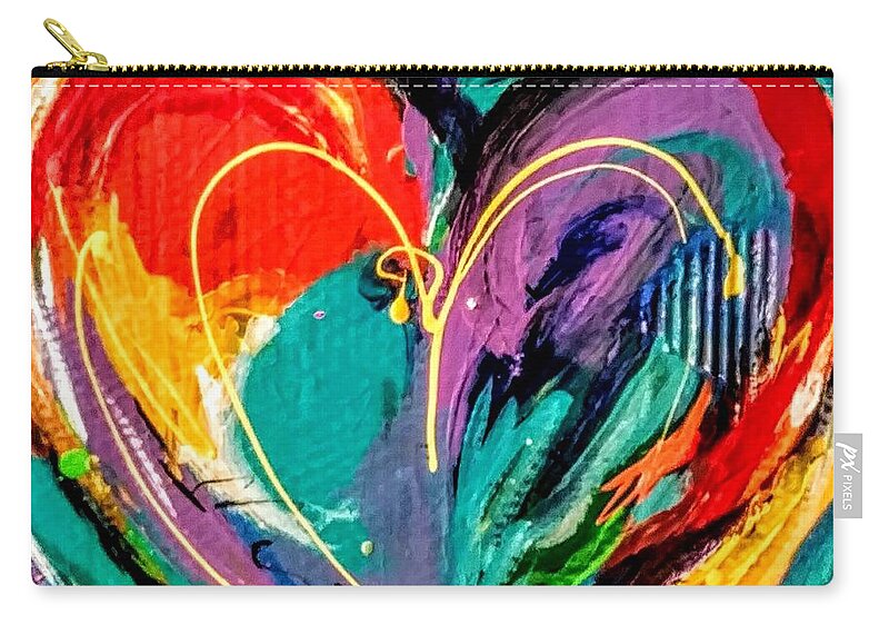 Heart Zip Pouch featuring the painting Heart 1 by Kiki Curtis