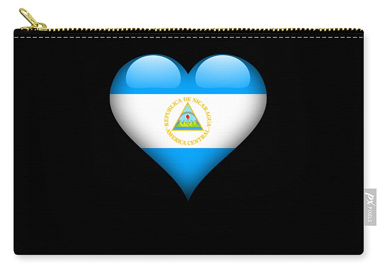 Heart Nicaragua Flag Zip Pouch by Jose O - Fine Art America