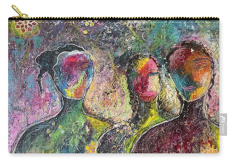 Abstract Zip Pouch featuring the painting Heart to Heart by Raji Musinipally