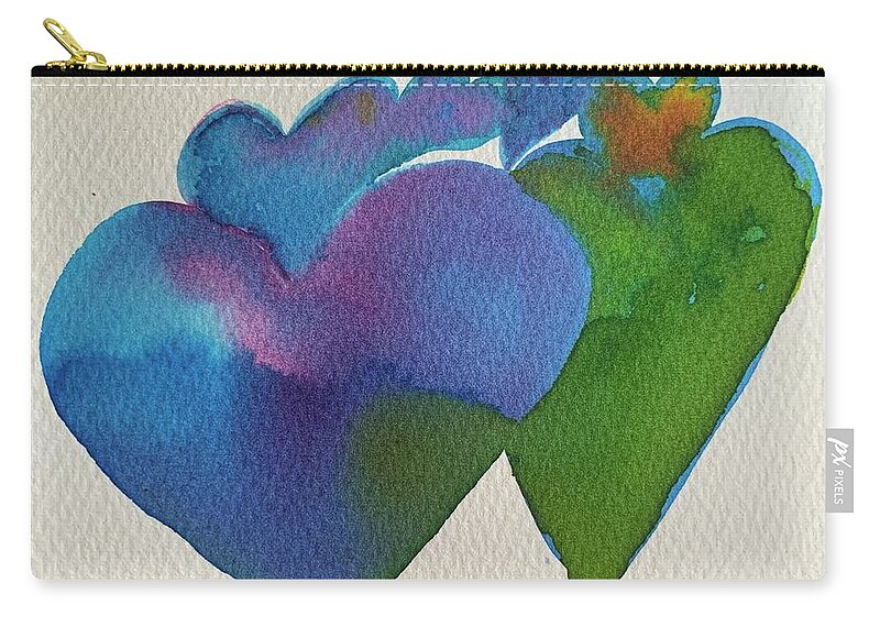 Vibrant Carry-all Pouch featuring the painting Hearts Loving Our Differences by Sandy Rakowitz